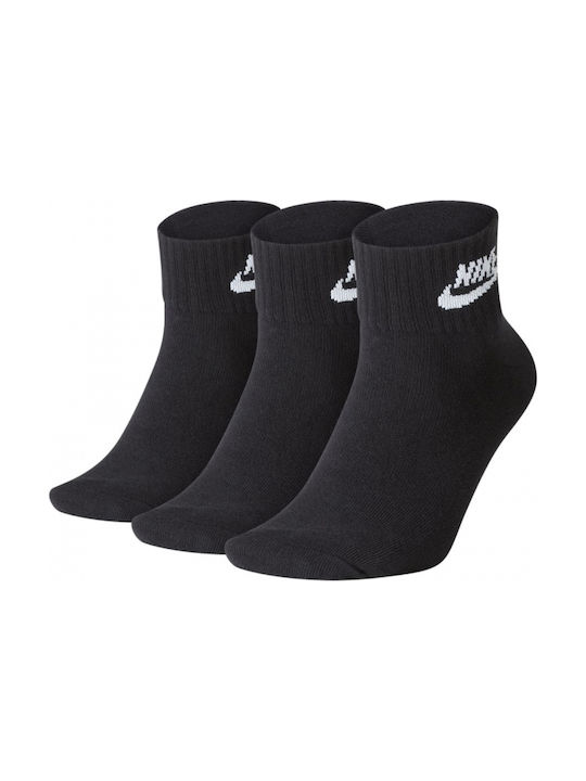 Nike Essential Αθλητικές Κάλτσες Μαύρες 3 Ζεύγη