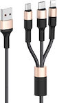 Hoco X26 Xpress Braided USB to Lightning / Type-C / micro USB Cable Μαύρο 1m (HOC-X26s3-BG)