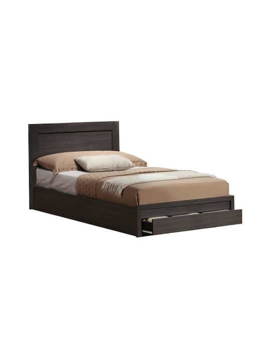 Melany Κρεβάτι Μονό Ξύλινο Zebrano με Συρτάρια & Τάβλες 90x190cm