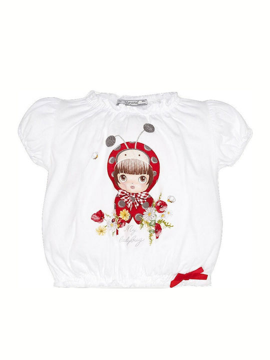 Mayoral Kids' Blouse Short Sleeve White