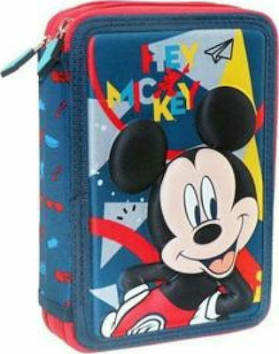 Diakakis 3D Mickey Pencil Case Full with 2 Compartments Blue