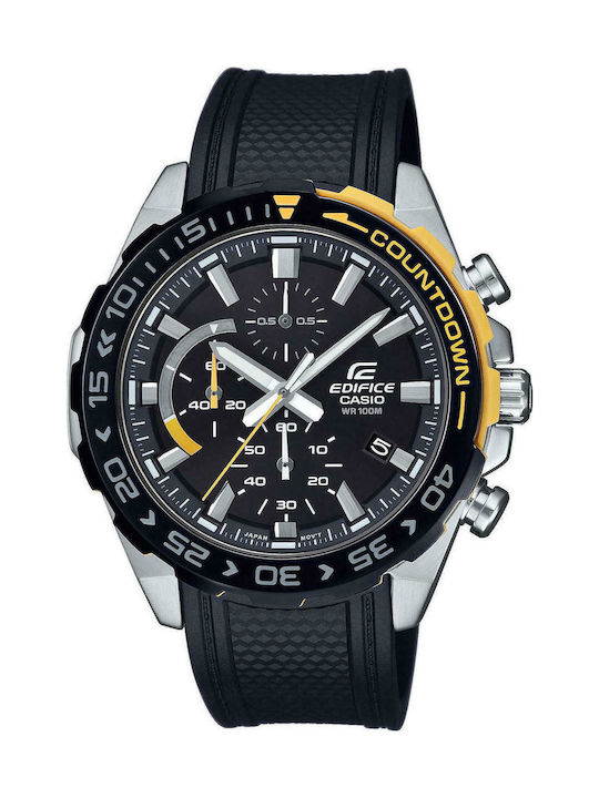 Casio Edifice Uhr Chronograph Batterie mit Schwarz Kautschukarmband