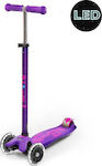 Micro Kids Scooter Foldable Maxi Deluxe Led 3-Wheel for 5+ Years Purple