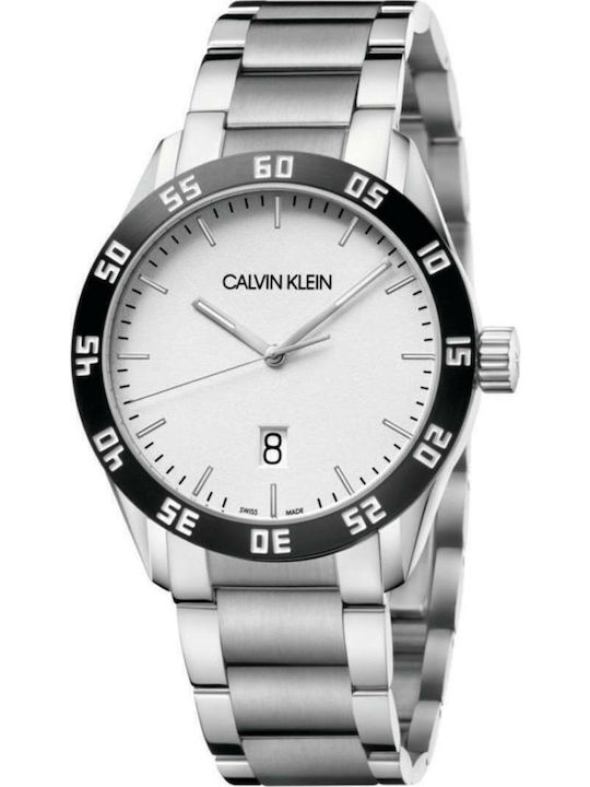 Calvin Klein Мъжки часовник 42 мм На батерия с Сребърна Метална гривна