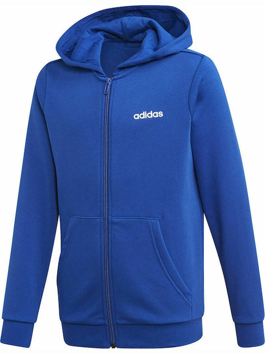 Adidas Αθλητική Παιδική Ζακέτα Φούτερ με Κουκούλα Μπλε Sport Inspired Essentials