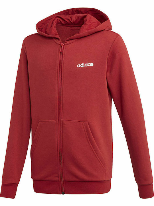 Adidas Αθλητική Παιδική Ζακέτα Φούτερ με Κουκούλα για Αγόρι Κόκκινη Sport Inspired Essentials