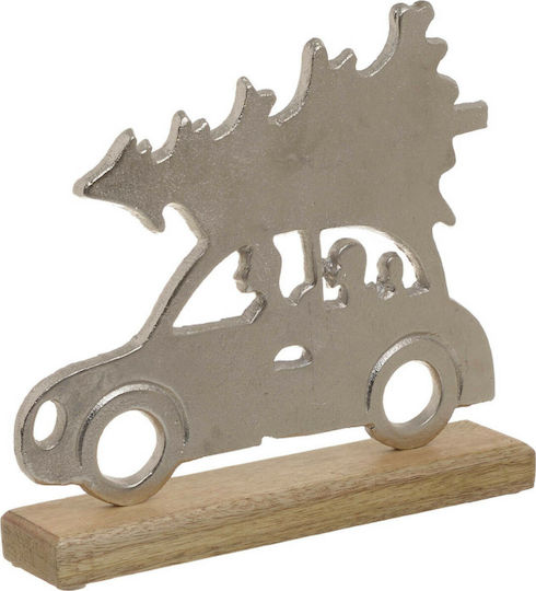 Inart Christmas Wooden Figure Car Silver 23x23x3cm