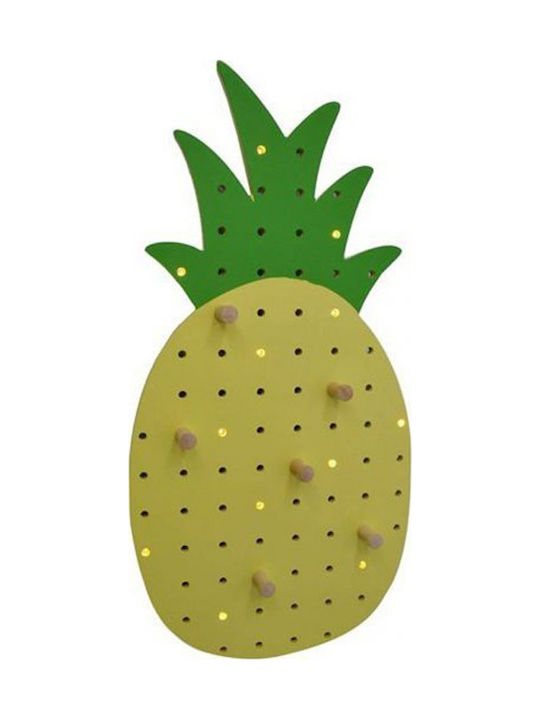 Ankor Pineapple Детска закачалка за стена Многофункционална кука Дървени Жълт 24x3x48εκ. 1бр