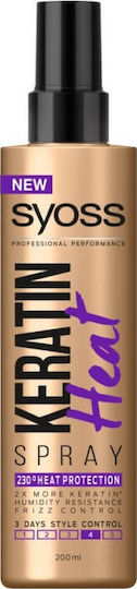 Syoss Keratin Heat Spray Hair Styling Frizz Control Hair Heat Protection Spray for Straightening 200ml