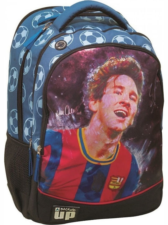 Back Me Up Football MS2 Celebrity Icons School Bag Backpack Elementary, Elementary Blue with Water Bottle Holder 30Liters