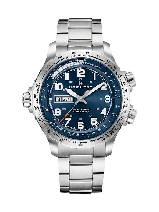 Hamilton Khaki Aviation X-Wind Day Date Часовник Автоматичен с сребърен Метална верижка