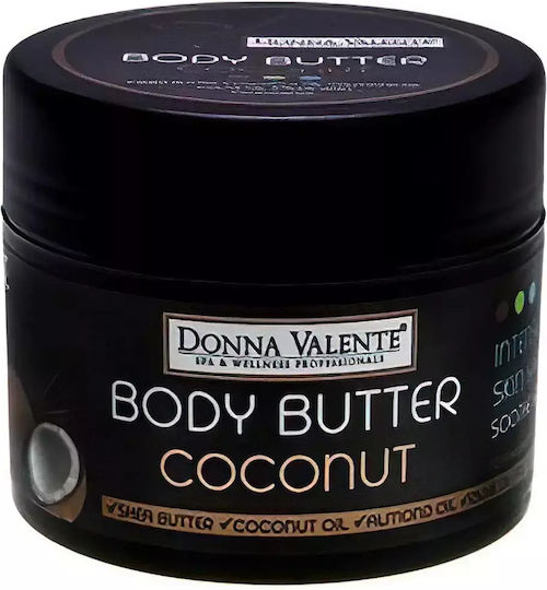Donna Valente Shea Butter & Coconut Oil Ενυδατικό Butter Σώματος με Άρωμα Καρύδα για Ξηρές/Πολύ Ξηρές Επιδερμίδες 200ml