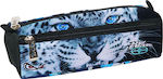 No Fear Fabric Pencil Case Leopard with 2 Compartments Black