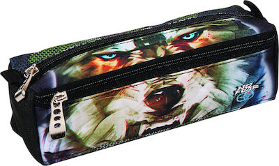 No Fear Army Wolf Pencil Case Barrel with 2 Compartments Black