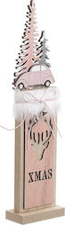 Inart Christmas Wood Sign Figure Pink 31x8x4cm