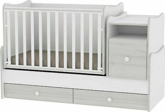 Lorelli Crib Trend Plus White & Oak With Drawer