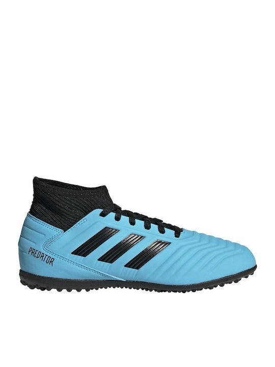 Adidas Παιδικά Ποδοσφαιρικά Παπούτσια Ψηλά Predator 19.3 TF με Σχάρα και Καλτσάκι Bright Cyan / Core Black / Solar Yellow