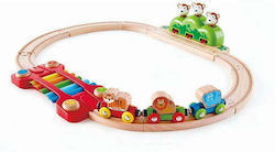 Hape Monkeys Railway Set cu Trenuleț din Lemn pentru 1.5++ Ani