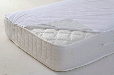 King Size Waterproof Terry Mattress Cover with Elastic Straps Comfort Nights White 180x200cm