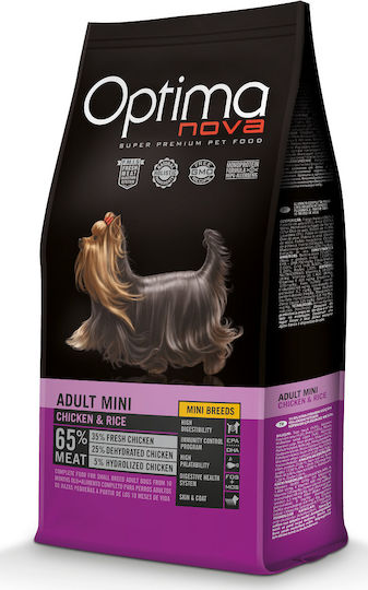 Optimanova Adult Mini 12kg Ξηρά Τροφή χωρίς Σιτηρά για Ενήλικους Σκύλους Μικρόσωμων Φυλών με Κοτόπουλο και Ρύζι
