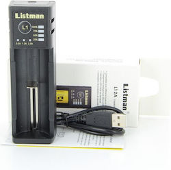 Listman L1 USB Charger Batteries Li-ion Of Size /A/A/ /A/A/A/ / / /1/8/6/5/0/ / /1/6/3/4/0/ / /2/6/6/5/0/ / /