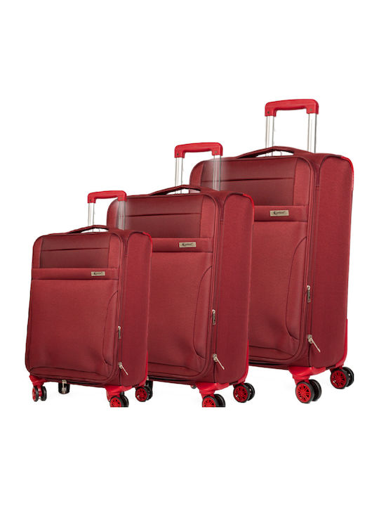 Cardinal Travel Suitcases Fabric Burgundy Max Height 70cm with 4 Wheels Set of 3 Pieces
