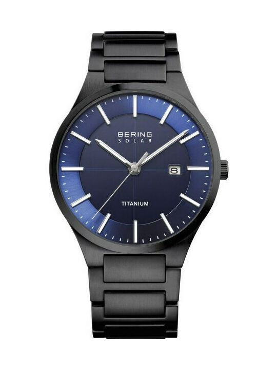 Bering Time Slim Solar Uhr Solar mit Schwarz Metallarmband