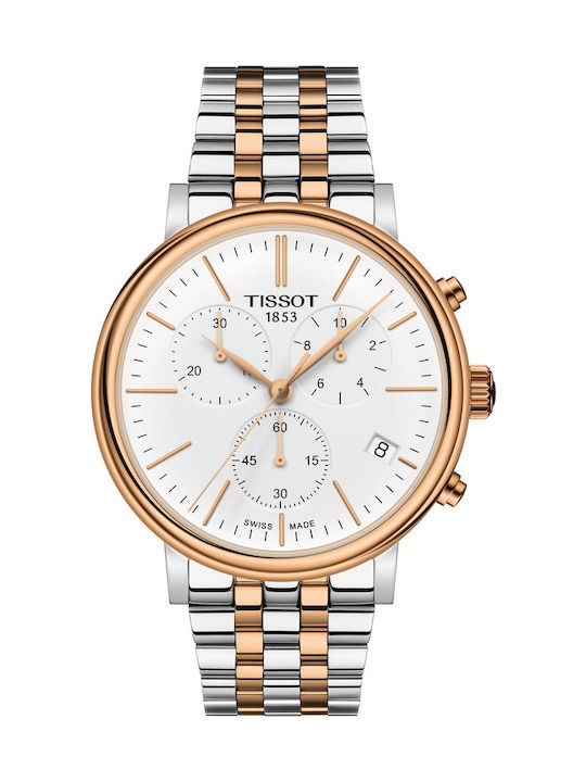 Tissot Carson Ανδρικό Ρολόι 41mm Χρονογράφος Μπαταρίας με Ασημί Μεταλλικό Μπρασελέ