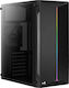 Aerocool Split Gaming Midi Tower Κουτί Υπολογιστή με Πλαϊνό Παράθυρο και RGB Φωτισμό Μαύρο