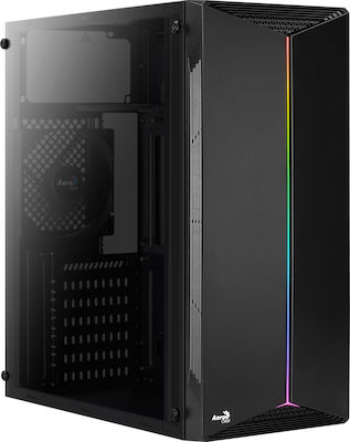 Aerocool Split Gaming Midi Tower Κουτί Υπολογιστή με Πλαϊνό Παράθυρο και RGB Φωτισμό Μαύρο