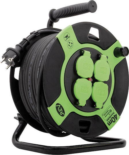 REV Cable Drum Plastic 4 Plätze mit Kabel 40m Wasserdicht Schwarz