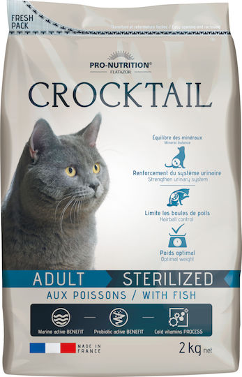 Flatazor Crocktail Adult Sterilized Ξηρά Τροφή για Ενήλικες Στειρωμένες Γάτες με Ευαίσθητο Ουροποιητικό με Ψάρια 2kg