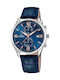 Festina Watch Chronograph Battery with Blue Leather Strap