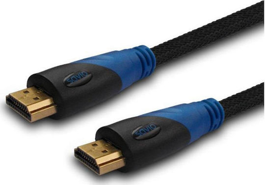 Savio HDMI 1.4 High Speed 1080p 120Hz Braided Cable HDMI male - HDMI male 3m Μαύρο