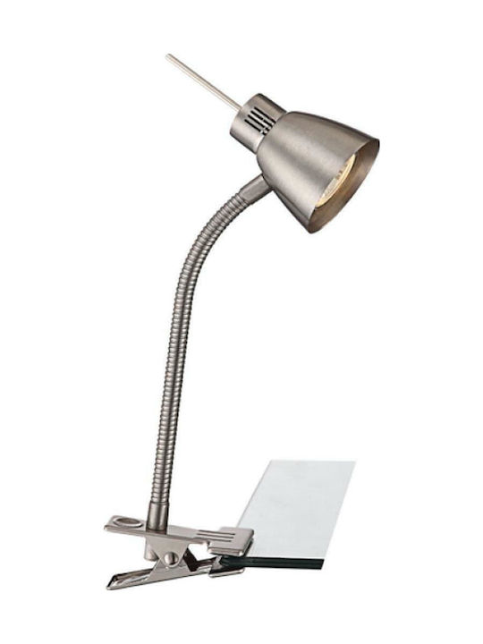 Globo Lighting Nuova Office Lamp with Flexible Arm for Socket GU10 and Clip in Silver Color