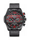 Curren Watch Chronograph Battery with Leather Strap Black / Red