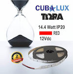 Cubalux Rezistentă la apă Bandă LED Alimentare 12V cu Lumină Roșu Lungime 5m și 60 LED-uri pe Metru SMD3528