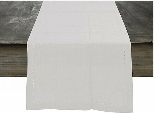 Zaros Zaros Baumwoll Läufer mit Stickerei Weiß 40x150cm
