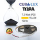 Cubalux Bandă LED Alimentare 12V cu Lumină Galben Lungime 5m și 30 LED-uri pe Metru SMD5050