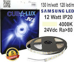 Cubalux Bandă LED Alimentare 24V cu Lumină Alb Natural Lungime 5m și 128 LED-uri pe Metru SMD2835