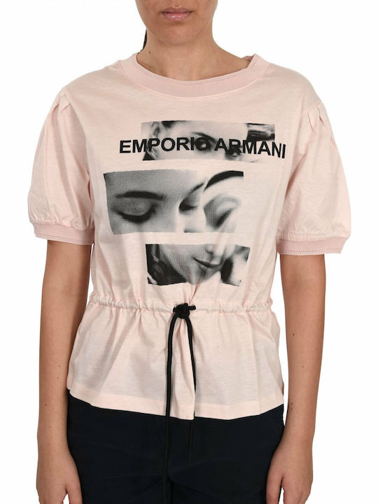 Emporio Armani Κοντομάνικη Χειμερινή Γυναικεία Μπλούζα σε Ροζ χρώμα