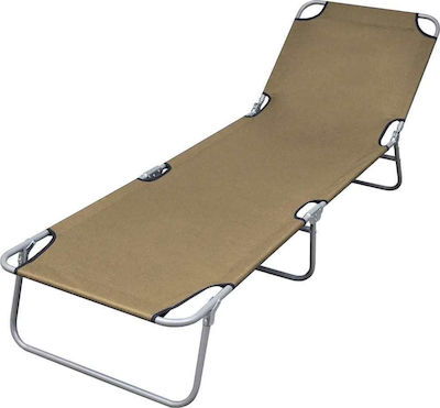 vidaXL Foldable Steel Beach Sunbed Brown 189x58x27cm