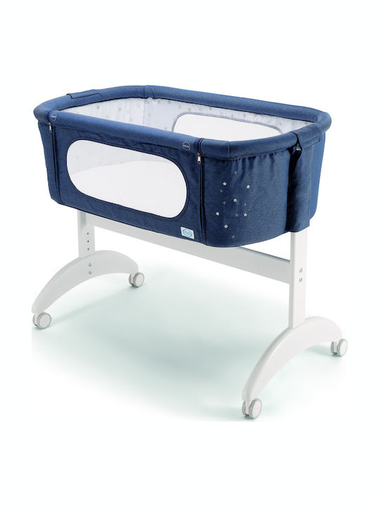 Pali Baby Cradle Maya Denim with Mattress and Side Opening