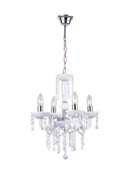 Globo Lighting Cuimbra Candelabru cu Cristale Alb 63113-4