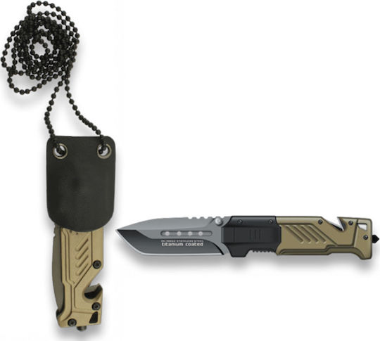 K25 Pocket Knife Beige with Blade made of Stainless Steel in Sheath