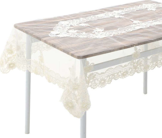 Inart Față de masă cu Dantelă Alb 110x180cm