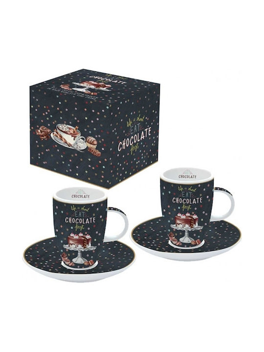 Marva Σετ Φλυτζάνια Καφέ Hot Chocolate Porcelain Coffee Cup Set 50ml Black 2pcs