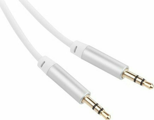 GoGEN 3,5mm Klinkenkabel 3,5mm Stecker - 3,5mm Stecker Weiß 5m mit Vergoldeten Anschlüssen JACK500MM02