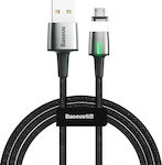 Baseus Zinc Braided / Magnetic USB 2.0 to micro USB Cable Μαύρο 2m (CAMXC-B01)