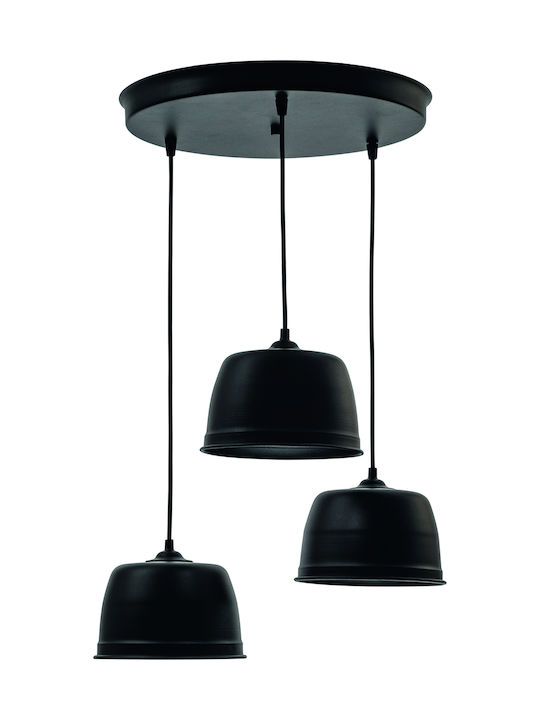 ArkoLight Pendant Light Three-Light for Socket E27 Black 2220-3/3